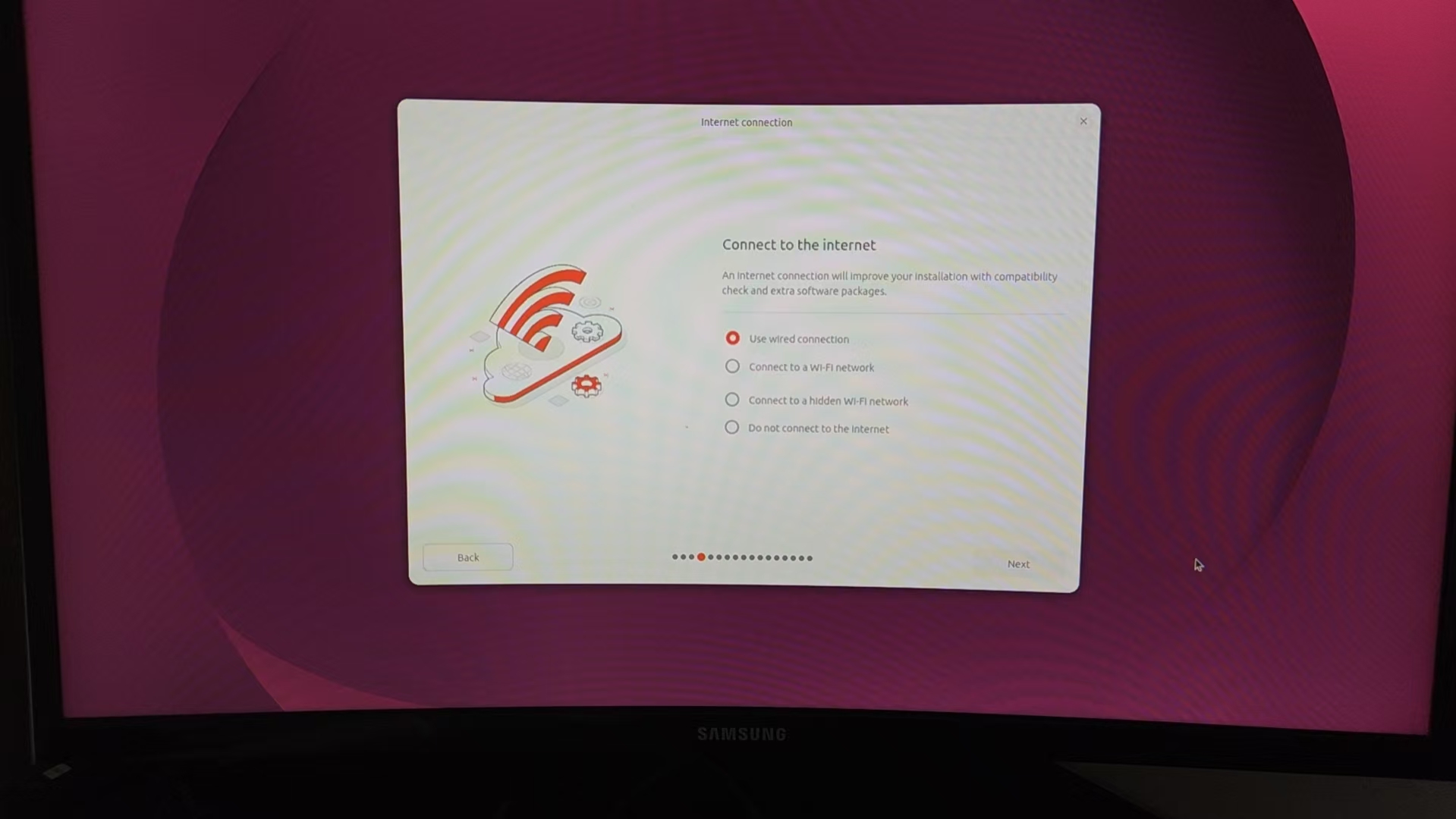 Ubuntu installer detecting wired Ethernet connection on the EQi12