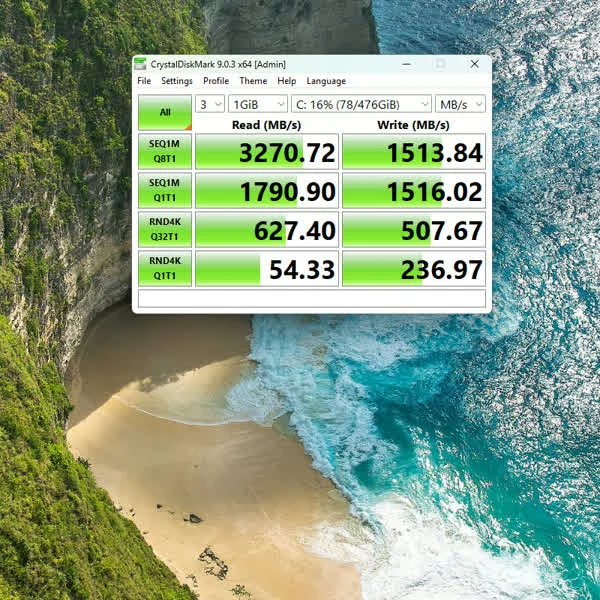 CrystalDiskMark 8.0.5 result for the EQi12 internal SSD