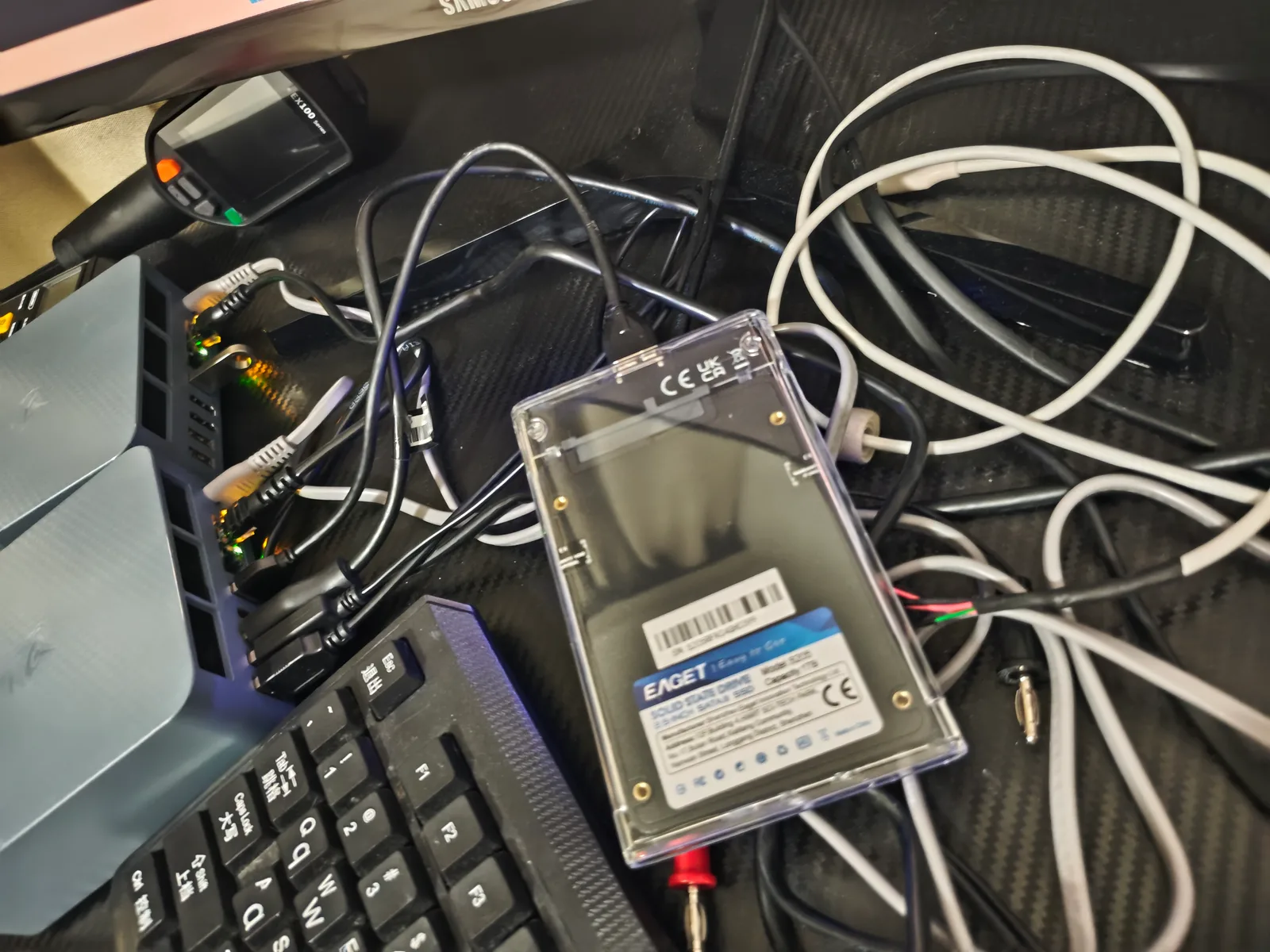 Rear USB-A ports on the Beelink EQi12 used for the measured storage throughput rates