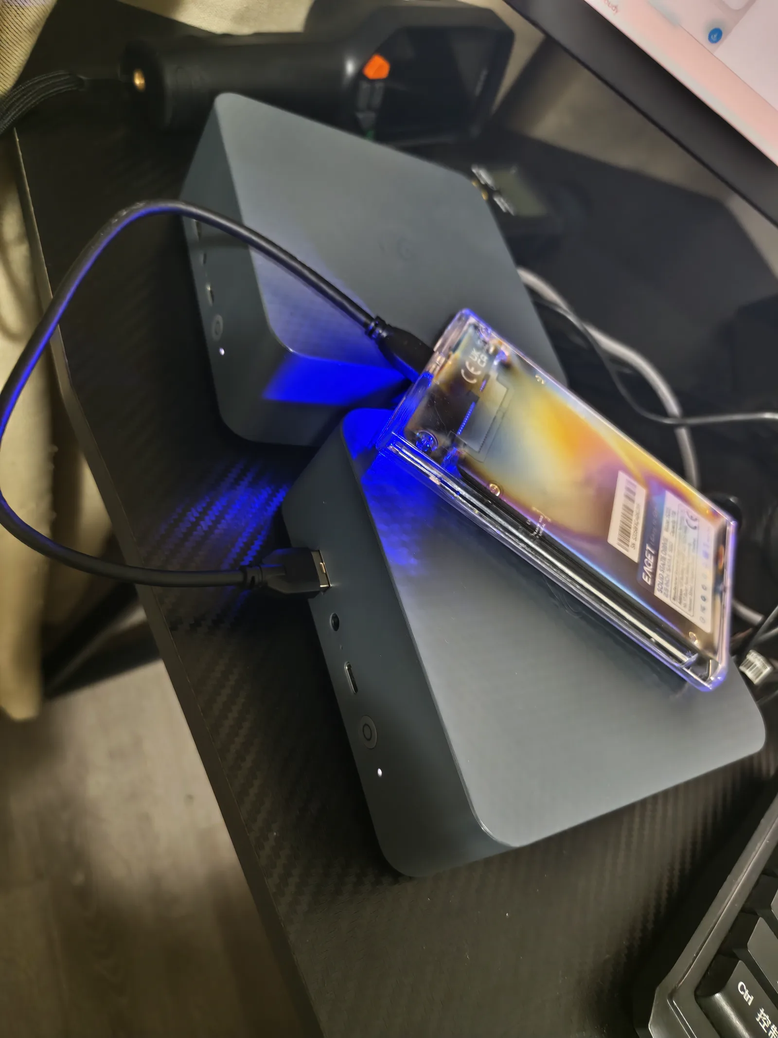 EQi12 external SSD and physical interface test setup